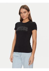 Guess T-Shirt W5GI04 J1314 Czarny Slim Fit. Kolor: czarny. Materiał: bawełna