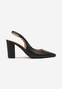 Renee - Czarne Sandały na Słupku Slingback Halatia. Okazja: na co dzień. Kolor: czarny. Materiał: jeans. Obcas: na słupku. Styl: klasyczny, elegancki, casual #4