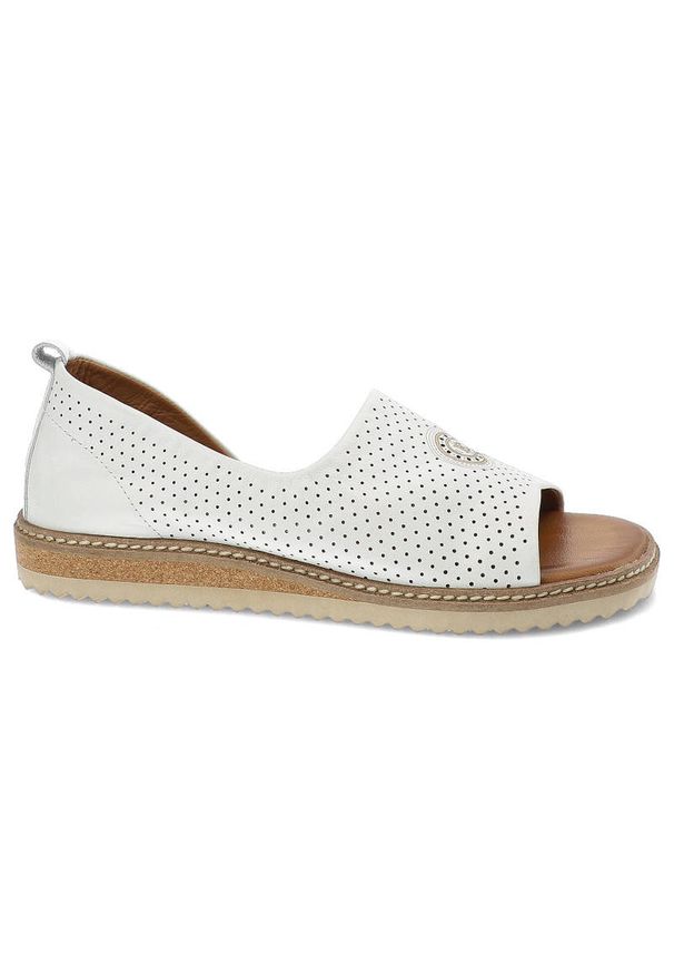 Sandały damskie Artiker, perforowane ze skóry naturalnej, białe, 44C0689. Okazja: na co dzień. Kolor: biały. Materiał: skóra. Sezon: lato. Styl: casual, elegancki