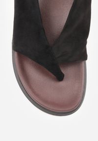 Renee - Czarne Sandały w Stylu Japonek z Paskiem na Palec Imitacji Zamszu Arrierena. Okazja: na co dzień. Zapięcie: pasek. Kolor: czarny. Materiał: zamsz. Sezon: lato. Obcas: na płaskiej podeszwie. Styl: boho, elegancki, wakacyjny, casual #5