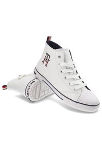 TOMMY HILFIGER - Białe Trampki Tommy Hilfiger Klasyczne Buty Damskie. Okazja: na co dzień. Kolor: biały. Materiał: materiał, skóra ekologiczna. Szerokość cholewki: normalna. Wzór: jednolity. Styl: klasyczny #5
