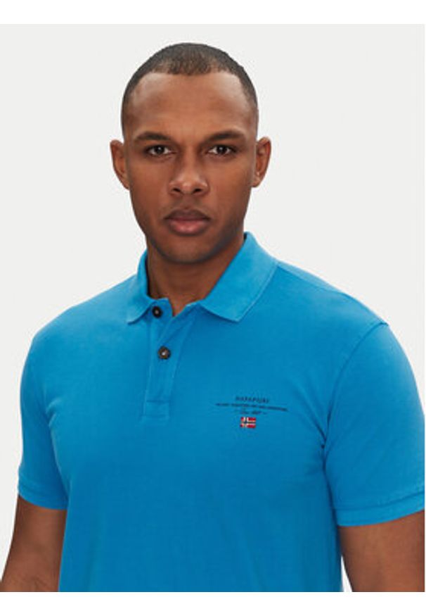 Napapijri Polo Elbas NP0A4GDL Niebieski Regular Fit. Typ kołnierza: polo. Kolor: niebieski. Materiał: bawełna