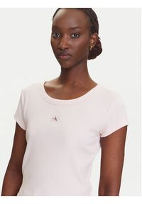 Calvin Klein Jeans T-Shirt LV047C200G Różowy Slim Fit. Kolor: różowy. Materiał: bawełna #5