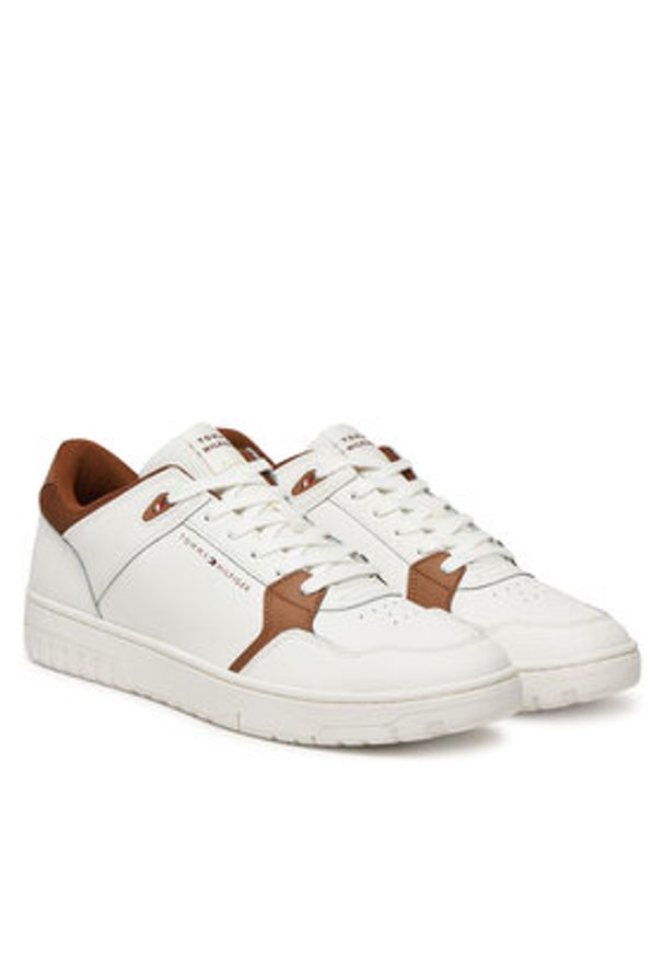 TOMMY HILFIGER - Tommy Hilfiger Sneakersy Basket Core Lite Lth Mix FM0FM05518 Écru. Materiał: skóra