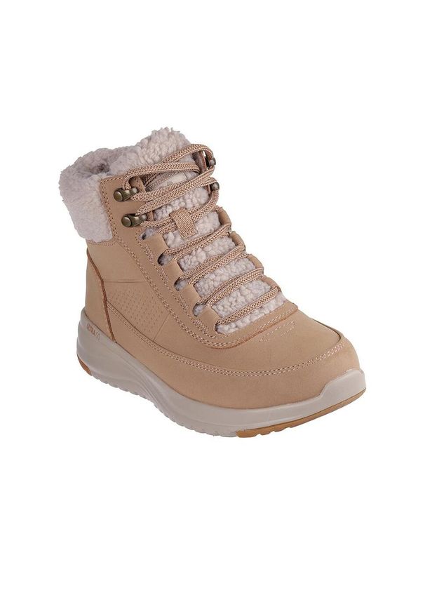 skechers - Buty zimowe damskie Skechers On-The-Go. Okazja: na co dzień. Kolor: brązowy. Materiał: skóra, materiał, futro, syntetyk, nubuk. Szerokość cholewki: normalna. Sezon: zima