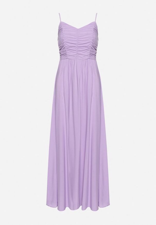 Born2be - Fioletowa Rozkloszowana Wiskozowa Sukienka na Cienkich Regulowanych Ramiączkach Canelsea. Okazja: na co dzień. Kolor: fioletowy. Materiał: wiskoza. Długość rękawa: na ramiączkach. Styl: casual