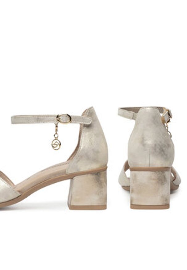 Remonte Sandały D1K50-90 Złoty. Kolor: złoty. Materiał: zamsz, skóra