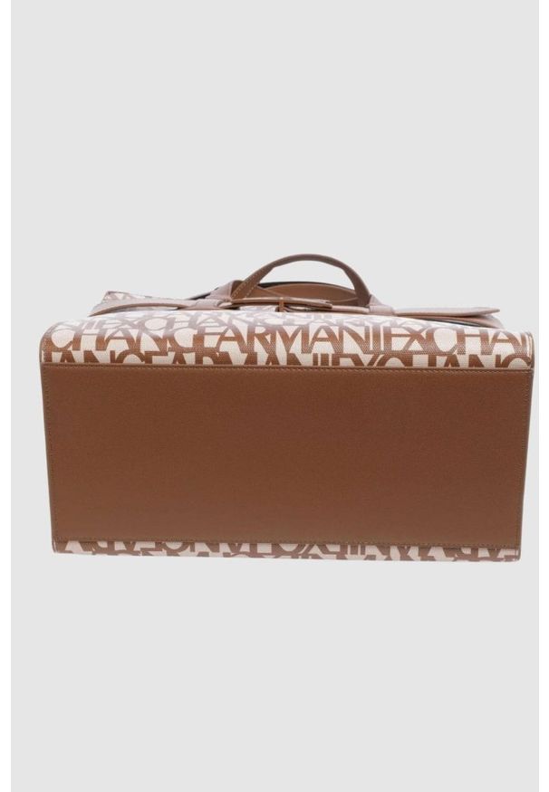 Armani Exchange - ARMANI EXCHANGE Brązowa torebka klasyczna. Kolor: brązowy. Styl: klasyczny