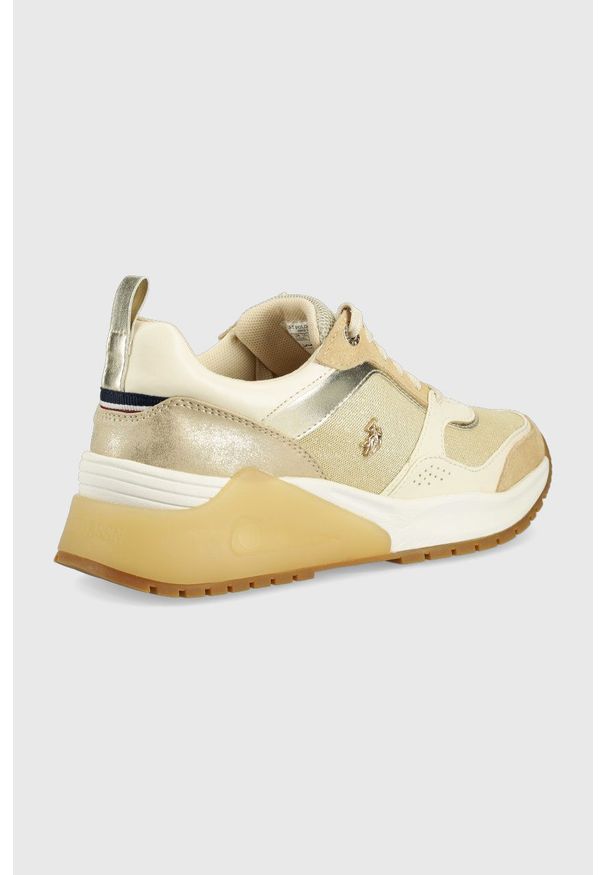 U.S. Polo Assn. sneakersy kolor złoty. Nosek buta: okrągły. Zapięcie: sznurówki. Kolor: złoty. Materiał: guma. Obcas: na platformie