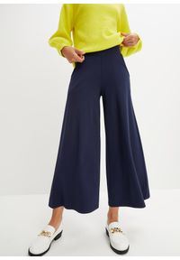 bonprix - Wygodne spodnie culotte z dzianiny punto di roma. Kolor: niebieski. Materiał: dzianina. Styl: elegancki
