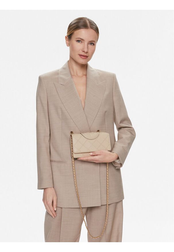Tory Burch Torebka Fleming Soft Chain Wallet 138853 Beżowy. Kolor: beżowy. Materiał: skórzane