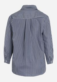 Born2be - Granatowa Koszula w Paski Lovelaca. Kolor: niebieski. Materiał: tkanina. Wzór: paski #5