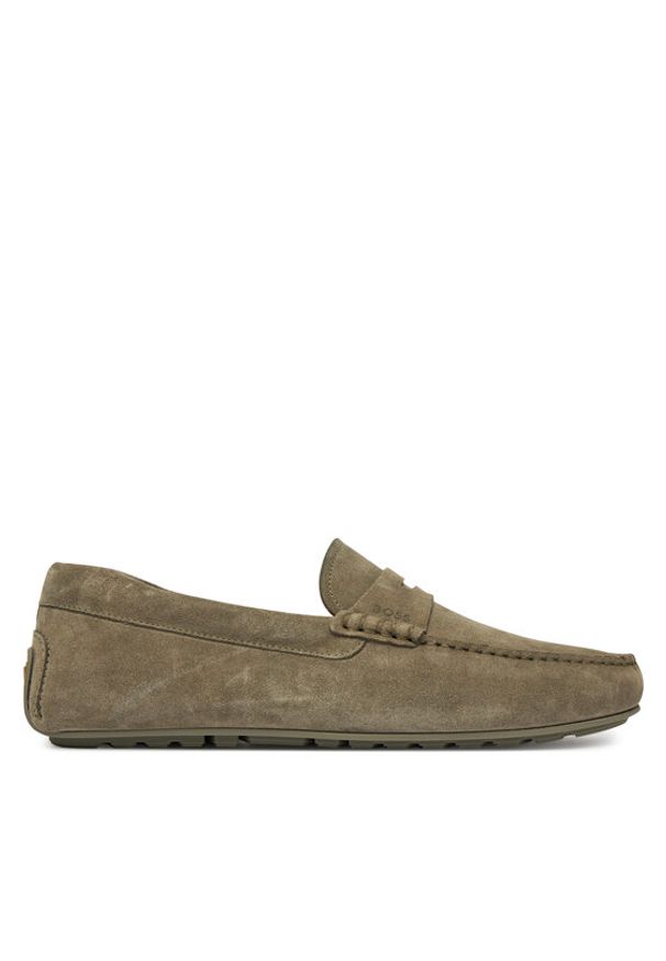 BOSS Mokasyny Noel_Mocc_sdpeb 50541750 Khaki. Kolor: brązowy. Materiał: skóra, zamsz
