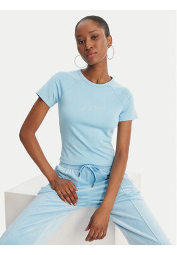 Juicy Couture T-Shirt Baby JCWCT126317 Błękitny Slim Fit. Kolor: niebieski