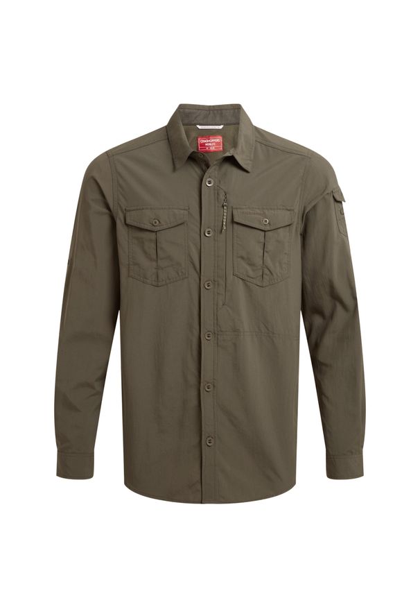 CRAGHOPPERS - Męska Koszula Z Długim Rękawem Adventure III Nosilife. Kolor: zielony. Długość rękawa: długi rękaw. Długość: długie