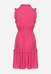 Born2be - Fuksjowa Sukienka z Wiskozą o Rozkloszowanym Kroju Bez Rękawów Folerose. Typ kołnierza: dekolt w serek. Kolor: różowy. Materiał: wiskoza. Długość rękawa: bez rękawów. Sezon: wiosna, lato. Typ sukienki: rozkloszowane. Styl: elegancki #5