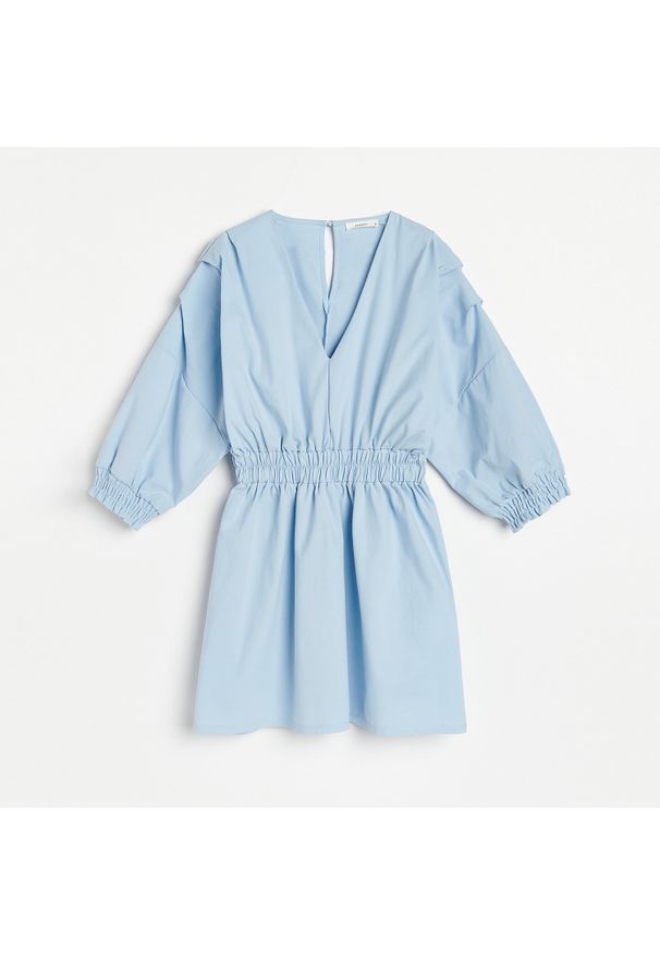 Reserved - Sukienka z technicznej dzianiny - Niebieski. Kolor: niebieski. Materiał: dzianina