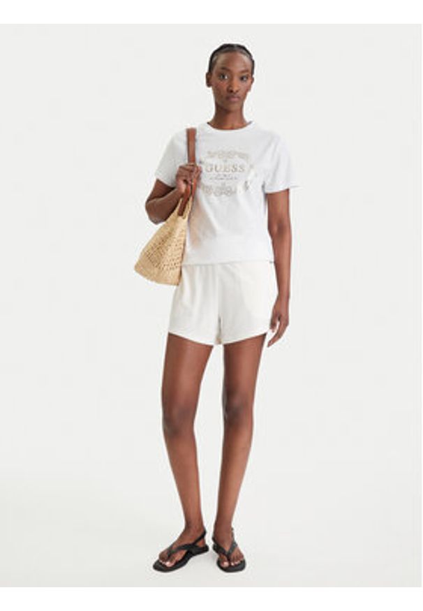 Guess T-Shirt E6GI00 I3Z14 Biały Regular Fit. Kolor: biały. Materiał: bawełna