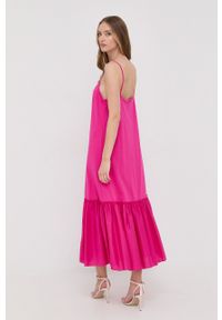 Liu Jo sukienka maxi rozkloszowana. Kolor: różowy. Materiał: tkanina, dzianina. Długość rękawa: na ramiączkach. Typ sukienki: rozkloszowane. Długość: maxi #3
