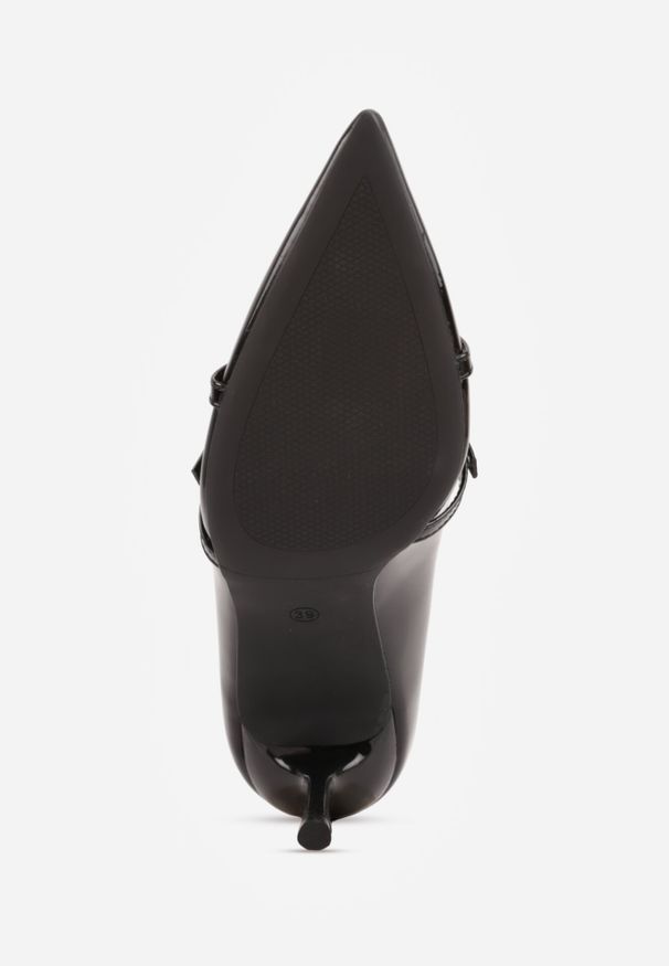 Born2be - Czarne Szpilki Vices Lakierowane Ozdobione Paskami z Klamrami Tameliae. Okazja: na co dzień. Zapięcie: klamry. Kolor: czarny. Materiał: lakier. Wzór: aplikacja. Obcas: na szpilce. Styl: casual. Wysokość obcasa: średni