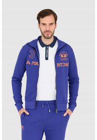 La Martina - LA MARTINA Fioletowa bluza męska na zamek, Rozmiar XL. Kolor: fioletowy #6