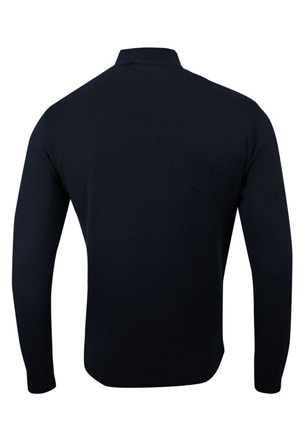 Półgolf Ciemny Granatowy Bawełniany, Prosty Krój, Klasyczny, Męski -Brave Soul. Kolor: niebieski. Materiał: bawełna. Sezon: zima, jesień. Styl: klasyczny