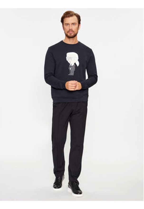 Karl Lagerfeld - KARL LAGERFELD Bluza Sweat Crewneck 705071 500951 Granatowy Regular Fit. Typ kołnierza: dekolt w karo. Kolor: niebieski. Materiał: bawełna