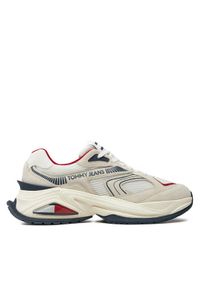 Tommy Jeans Sneakersy Confortable Runner EM0EM01416 Beżowy. Kolor: beżowy. Materiał: materiał #1