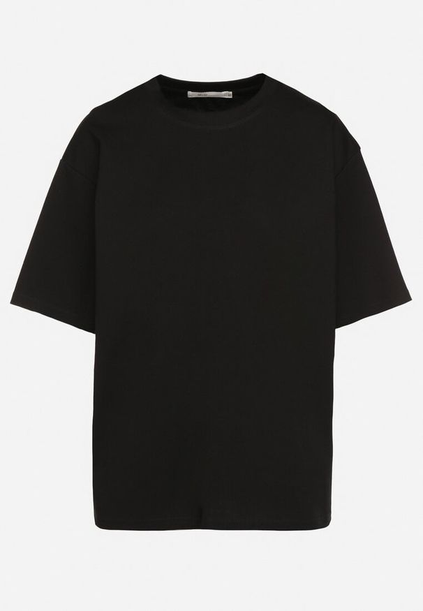 Born2be - Czarny Bawełniany Klasyczny T-shirt Merovira. Okazja: na co dzień, na spacer. Kolor: czarny. Materiał: bawełna. Styl: klasyczny