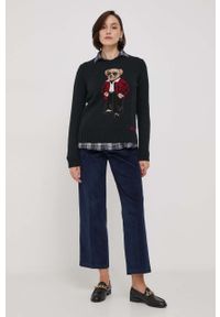 Polo Ralph Lauren sweter bawełniany kolor czarny. Typ kołnierza: polo. Kolor: czarny. Materiał: bawełna. Styl: klasyczny #2
