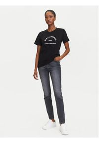 Karl Lagerfeld - KARL LAGERFELD T-Shirt A3W17105 Czarny Regular Fit. Typ kołnierza: dekolt w karo. Kolor: czarny. Materiał: bawełna #4