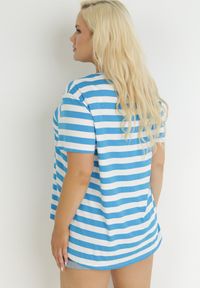 Born2be - Niebieski T-shirt w Paski w Marynarskim Stylu Darlenis. Kolor: niebieski. Wzór: paski #5