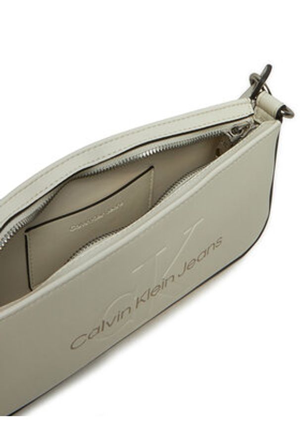 Calvin Klein Jeans Torebka Sculpted Shoulder Pouch25 Mono K60K610679 Beżowy. Kolor: beżowy. Materiał: skórzane