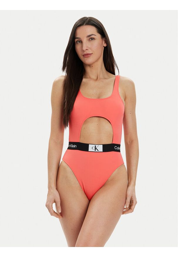 Calvin Klein Swimwear Strój kąpielowy KW0KW02357 Koralowy. Kolor: pomarańczowy. Materiał: syntetyk