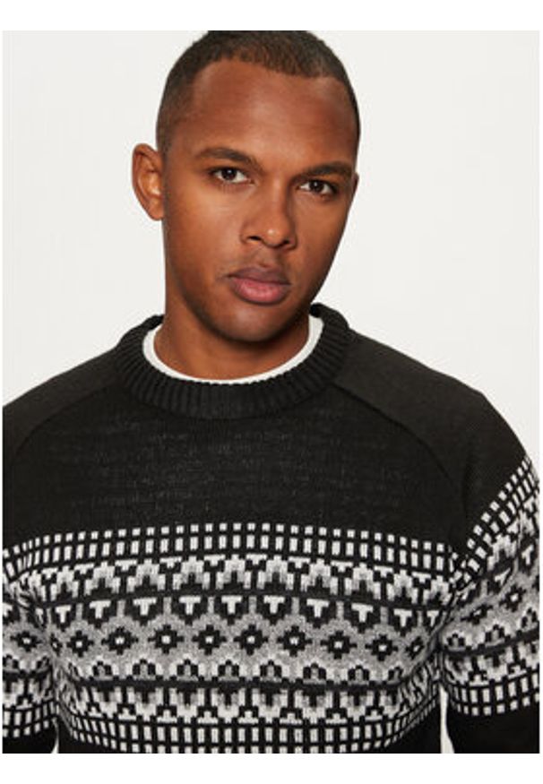 Brave Soul Sweter MK-517ERICKSON Czarny Regular Fit. Kolor: czarny. Materiał: syntetyk