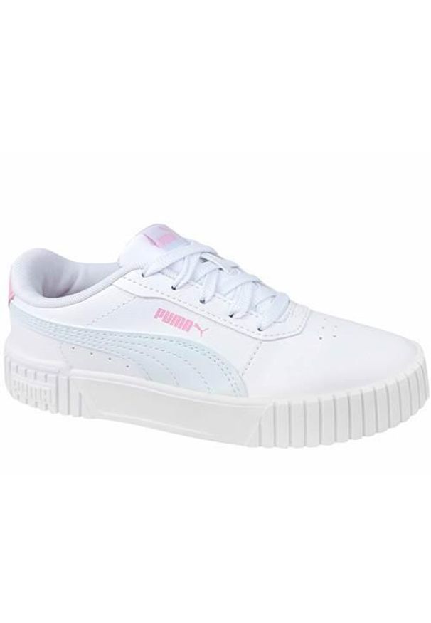 Buty do chodzenia dla dzieci Puma Carina 2.0 Ps. Kolor: biały. Materiał: materiał, syntetyk. Szerokość cholewki: normalna. Sport: turystyka piesza