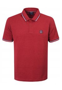 Męska, Bawełniana Koszulka Polo - Pako Jeans - Czerwona. Okazja: na co dzień. Typ kołnierza: polo. Kolor: czerwony. Materiał: bawełna. Styl: casual
