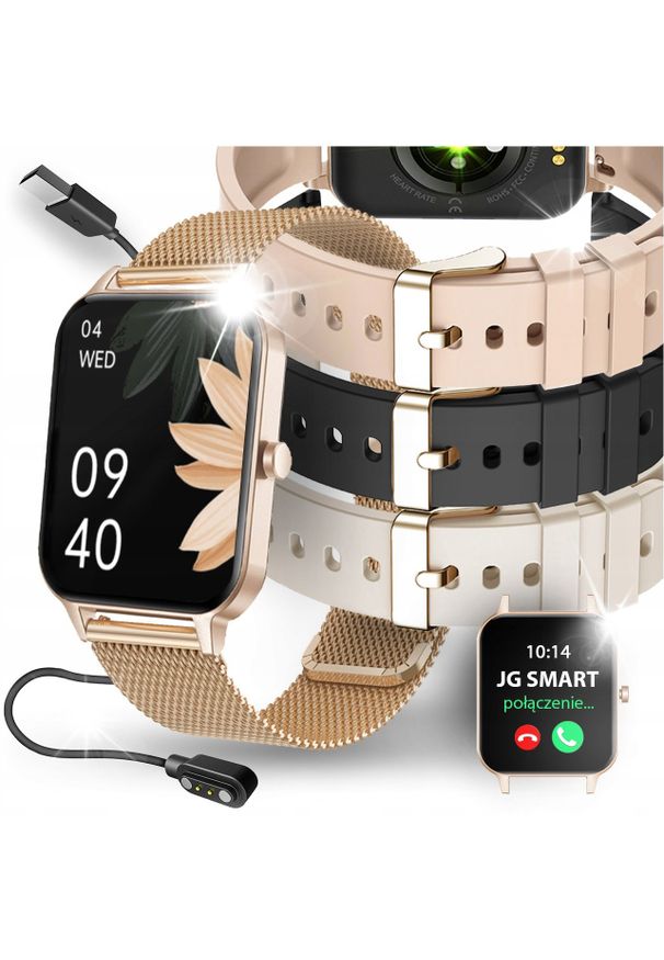 Smartwatch JG Smart SMARTWATCH DAMSKI ZEGAREK PL MENU POWIADOMIENIA ROZMOWY SMART WATCH 2 PASKI. Rodzaj zegarka: smartwatch