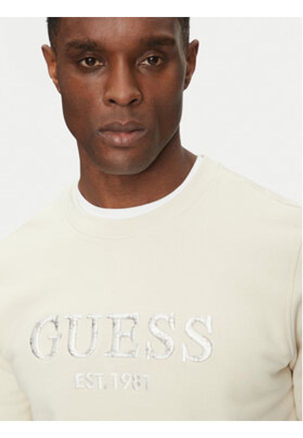Guess Bluza M5GQ08 KCN01 Écru Regular Fit. Materiał: bawełna