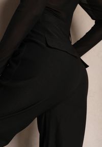 Renee - Czarne Szerokie Spodnie z Wsuwanymi Kieszeniami i Ozdobnymi Klapami Asseldea. Stan: podwyższony. Kolor: czarny #4