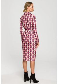 MOE - Ołówkowa sukienka z nadrukiem koszulowa góra i kołnierzyk. Okazja: na randkę, do pracy. Wzór: nadruk. Typ sukienki: ołówkowe, koszulowe. Styl: wizytowy #4