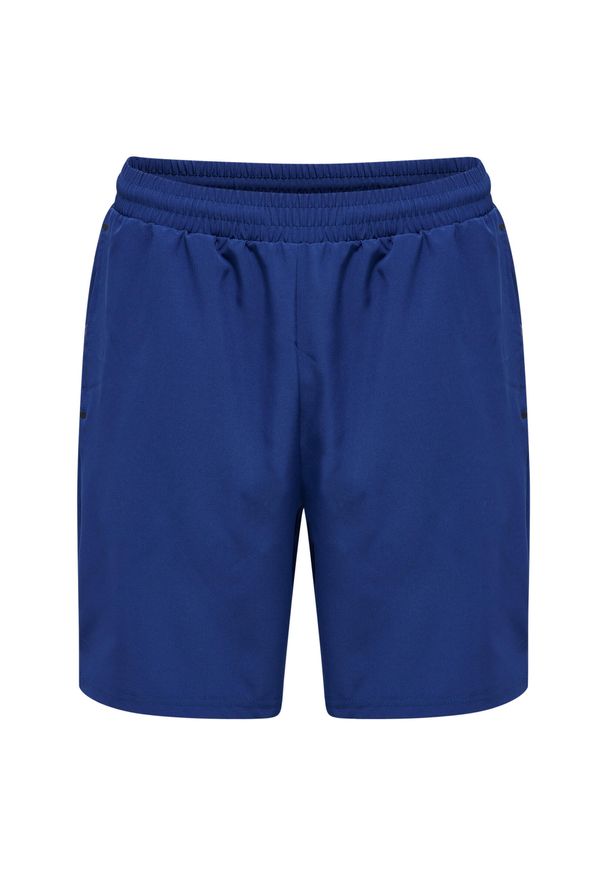 Szorty Hummel Move Grid. Kolor: niebieski. Materiał: tkanina. Wzór: nadruk, jodełka. Sport: fitness