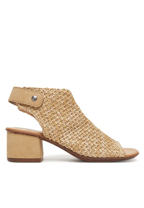 Rieker Sandały 64670-60 Beżowy. Kolor: beżowy. Materiał: materiał