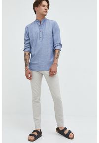 Only & Sons spodnie męskie kolor szary proste. Kolor: szary. Materiał: dzianina. Wzór: gładki #3