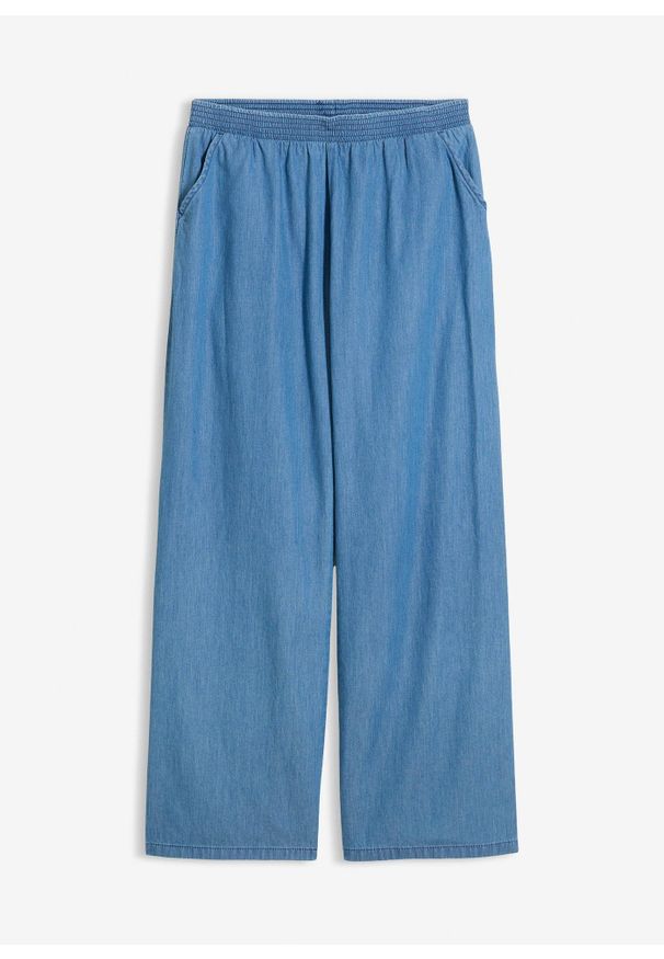 bonprix - Jeansy wide leg, mid waist, z czystej bawełny organicznej. Kolor: niebieski