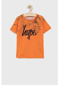 Hype T-shirt dziecięcy kolor pomarańczowy wzorzysty. Okazja: na co dzień. Kolor: pomarańczowy. Materiał: dzianina. Styl: casual