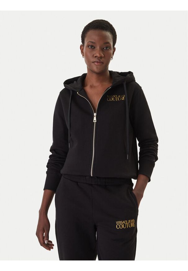 Versace Jeans Couture Bluza 80HAIT00 CF01T Czarny Regular Fit. Typ kołnierza: kołnierzyk włoski. Kolor: czarny. Materiał: bawełna