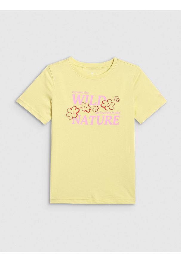 4f - 4F TSHIRT 122 (6-7 lat). Okazja: na co dzień. Kolor: żółty. Materiał: dzianina, bawełna. Sezon: lato. Styl: casual