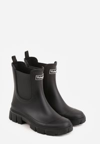 Born2be - Czarne Kalosze o Fasonie Sztybletów z Antypoślizgową Podeszwą Uemaeno. Okazja: na co dzień. Kolor: czarny. Materiał: jeans. Styl: casual, klasyczny #4