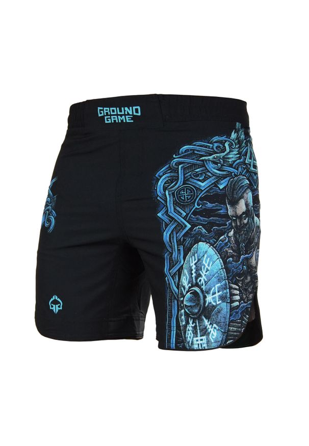 GROUND GAME - Lekkie spodenki do MMA i BJJ Ground Game Viking męskie. Kolor: wielokolorowy, niebieski, czarny. Materiał: materiał